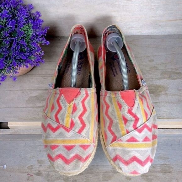 Skechers BOBS Canvas Zig Zag Flats Loafers Shoes - Picture 6 of 10